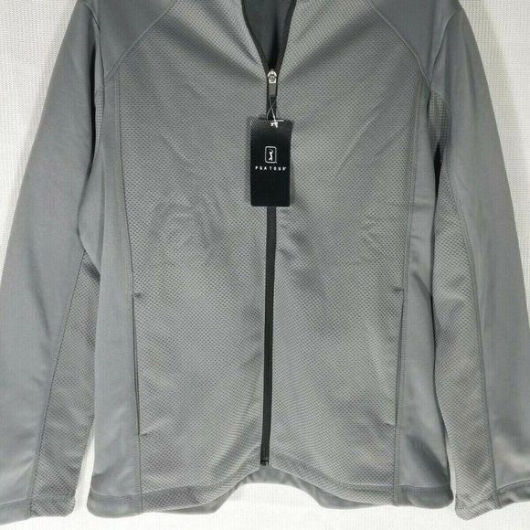PGA Tour Golf Texture Fall Jacket Quiet Shade Gray S M Quarter Zip Collar NWT - Picture 2 of 8